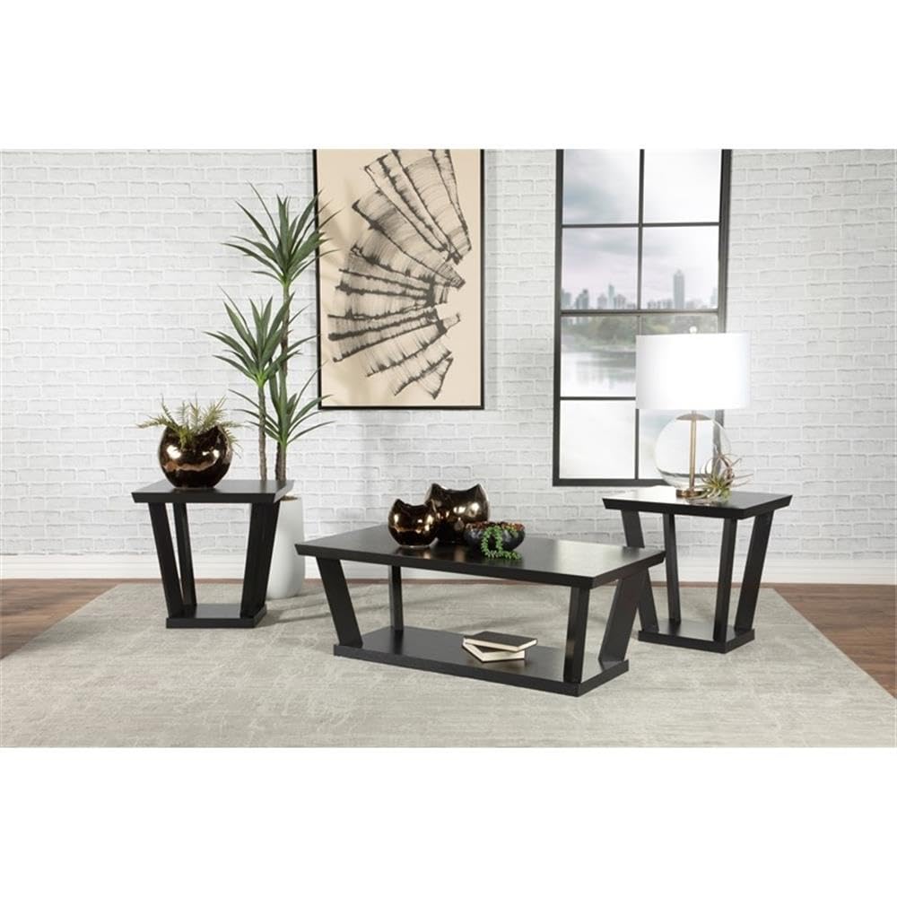 Coaster Home Furnishings Aminta 3-Piece Occasional Set with Open Shelves Black