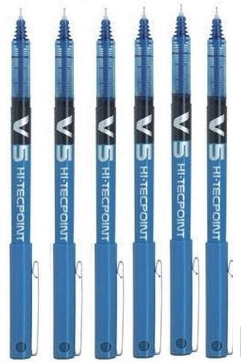 Pilot Bx V5 Light Blue Hi-Tecpoint Extra Fine Rollerball Pen 0.5Mm Nib Tip 0.3Mm Line Width (Pack Of 6)