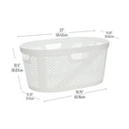 Mind Reader 40L Laundry Basket, Clothes Hamper, Ventilated, Plastic, 23''L X 14.5''W X 10.5''H, Set Of 2, White