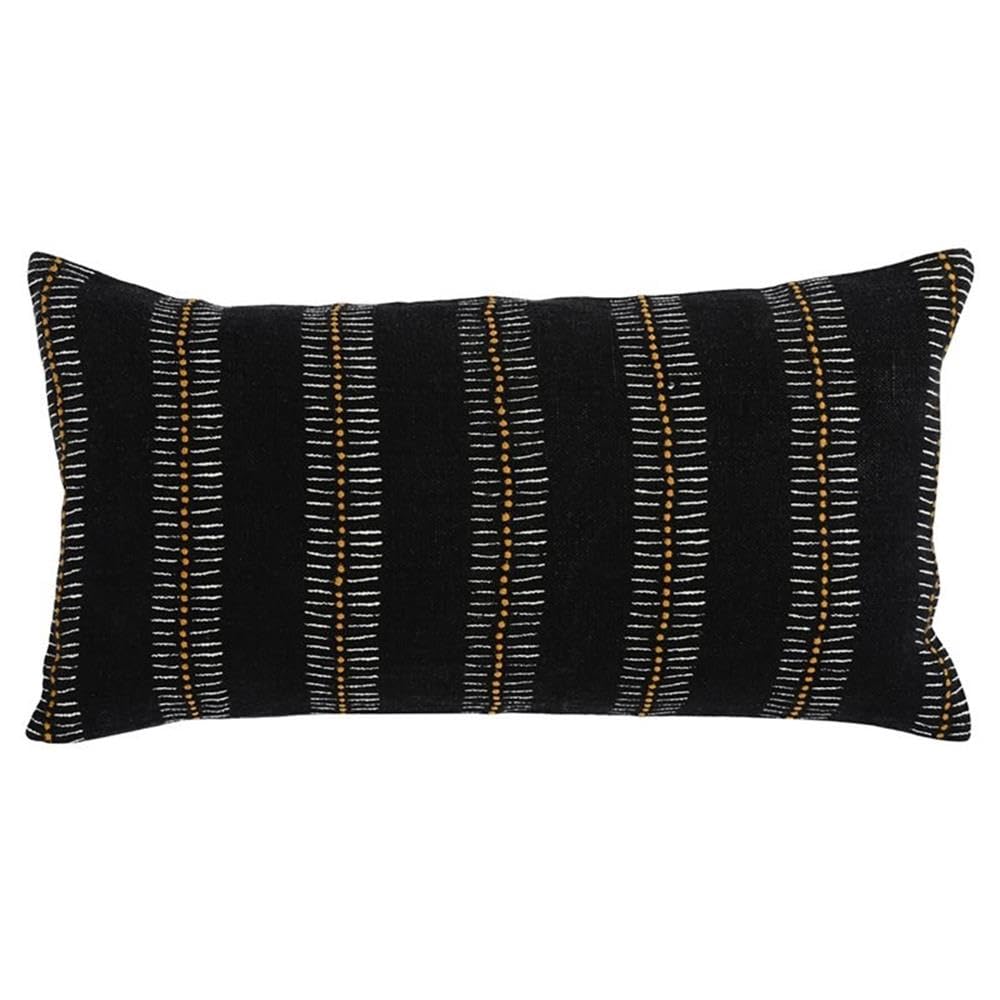 Kosas Home Gabby 14X26 Belgian Flax Linen Fabric Throw Pillow In Black/Gold