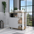 Kitchen Island Kamkacht, One Cabinet, Four Open Shelves - Light Oak/White