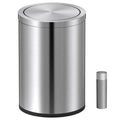 Mbillion Small Trash Can with Swing Lid 4 Gallons/15 Liter, Mini Trash Can with lid, Stainless Steel Cylindrical Garbage Can for
