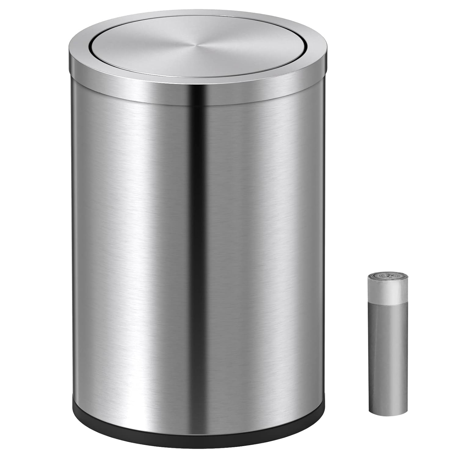 Mbillion Small Trash Can with Swing Lid 4 Gallons/15 Liter, Mini Trash Can with lid, Stainless Steel Cylindrical Garbage Can for
