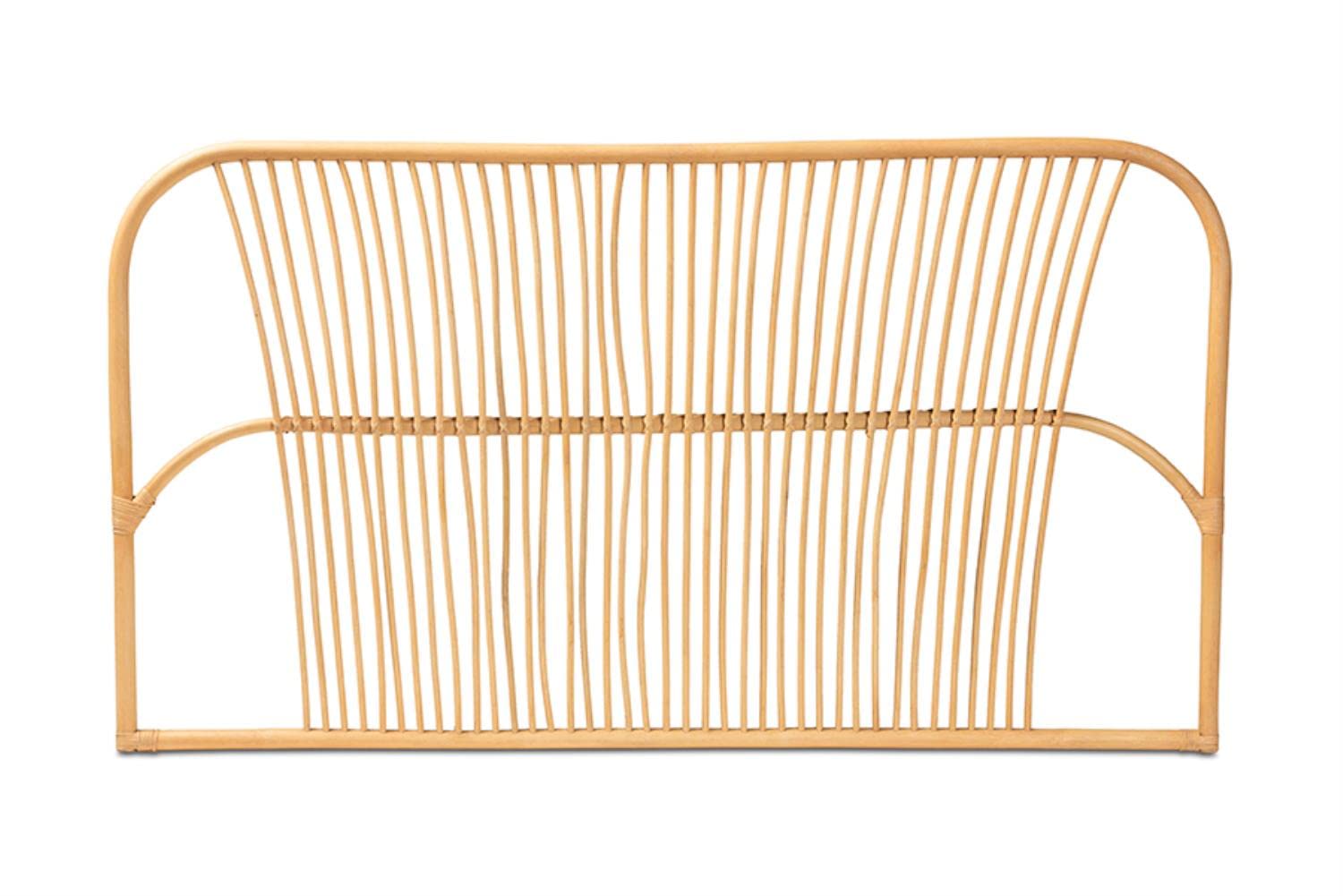 Baxton Studio Laina Modern Bohemian Natural Brown Rattan Queen Size Wall-Mount Headboard