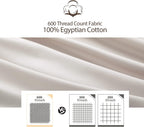 100% Egyptian Cotton Pillow Protectors Set Of 4, 600 Thread Count Standard Bed Pillow Cases With Zipper, Sateen Weave Cooling Pi