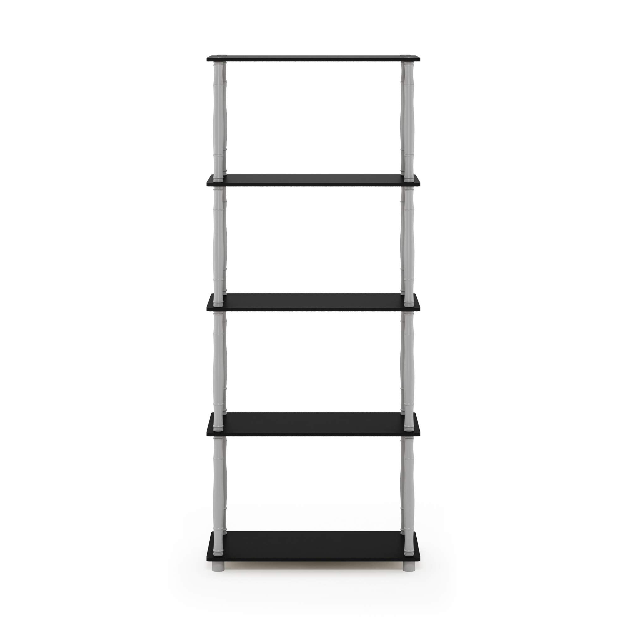Furinno Turn-N-Tube 5-Tier Multipurpose Shelf / Display Rack / Storage Shelf / Bookshelf, Classic Tubes, Black/Grey