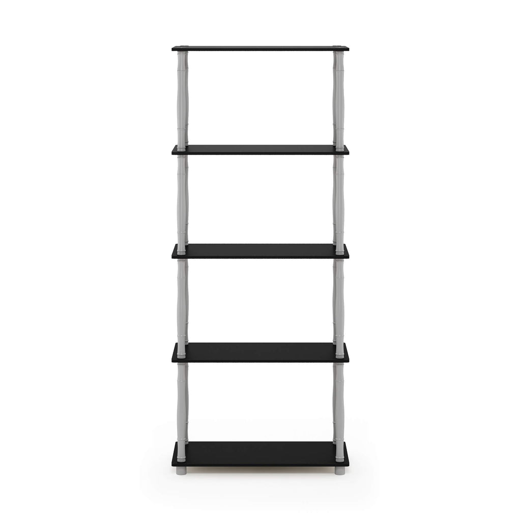 Furinno Turn-N-Tube 5-Tier Multipurpose Shelf / Display Rack / Storage Shelf / Bookshelf, Classic Tubes, Black/Grey