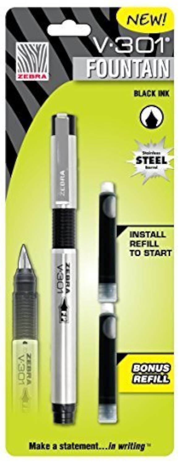 Zebra V-301 Stainless Steel Fountain Pen With Refill (48111) By Zebra Pen