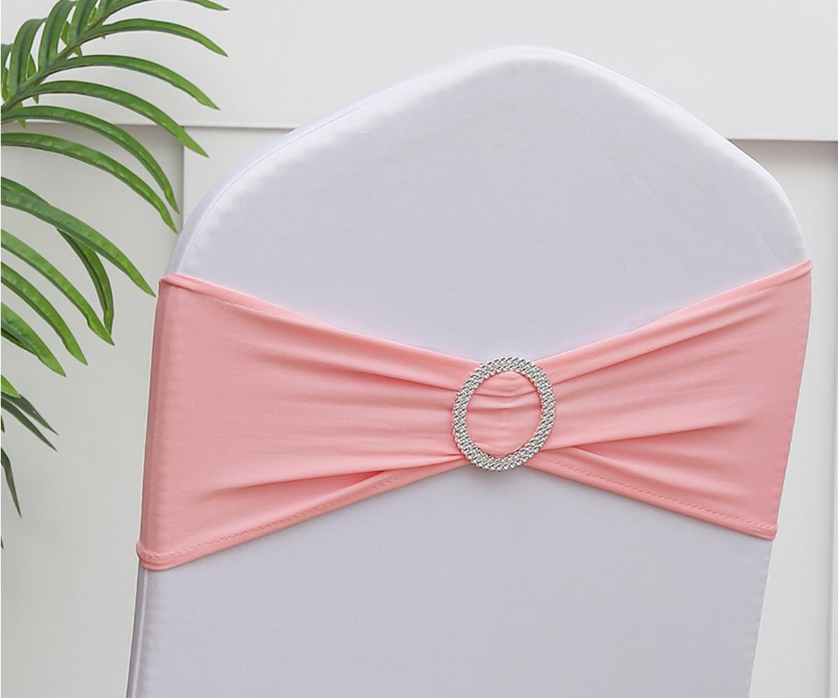 Gankar 50 Pack Dusty Pink Chair Sashes For Wedding, Birthday, Party, Festival Decor, Dusty Pink Spandex Chair Sashes, Sashes For
