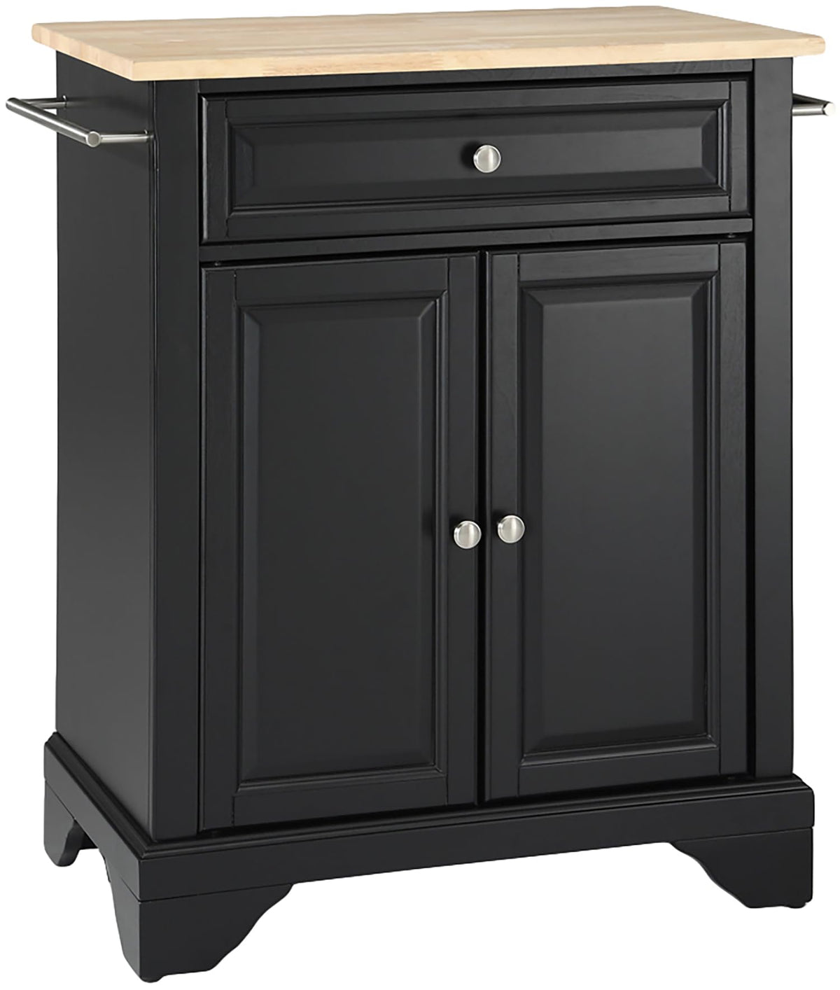 Crosley Furniture Lafayette Wood Top Small Portable Rolling Kitchen Island Storage Cart, Microwave Stand, Black