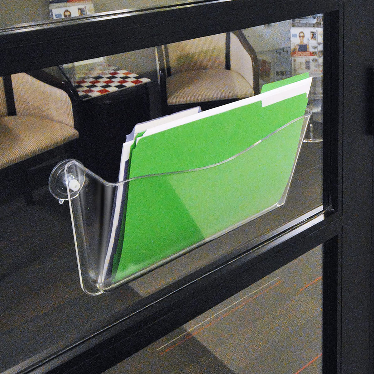 File Display Holder Azar Displays 250055 Clear Plastic Wall Mount File Holder With Suction ...