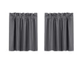 Valea Home Blackout Tiers Curtain for Small Window Rod Pocket Kitchen Curtains Room Darkening Short Curtains for Bedroom, Grey, 