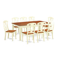 East West Furniture QUKE9-WHI-W 9 Piece Dining Room Furniture Set Includes a Rectangle Kitchen Table with Butterfly Leaf and 8 Dining Chairs, 40x78 Inch, Buttermilk & Cherry