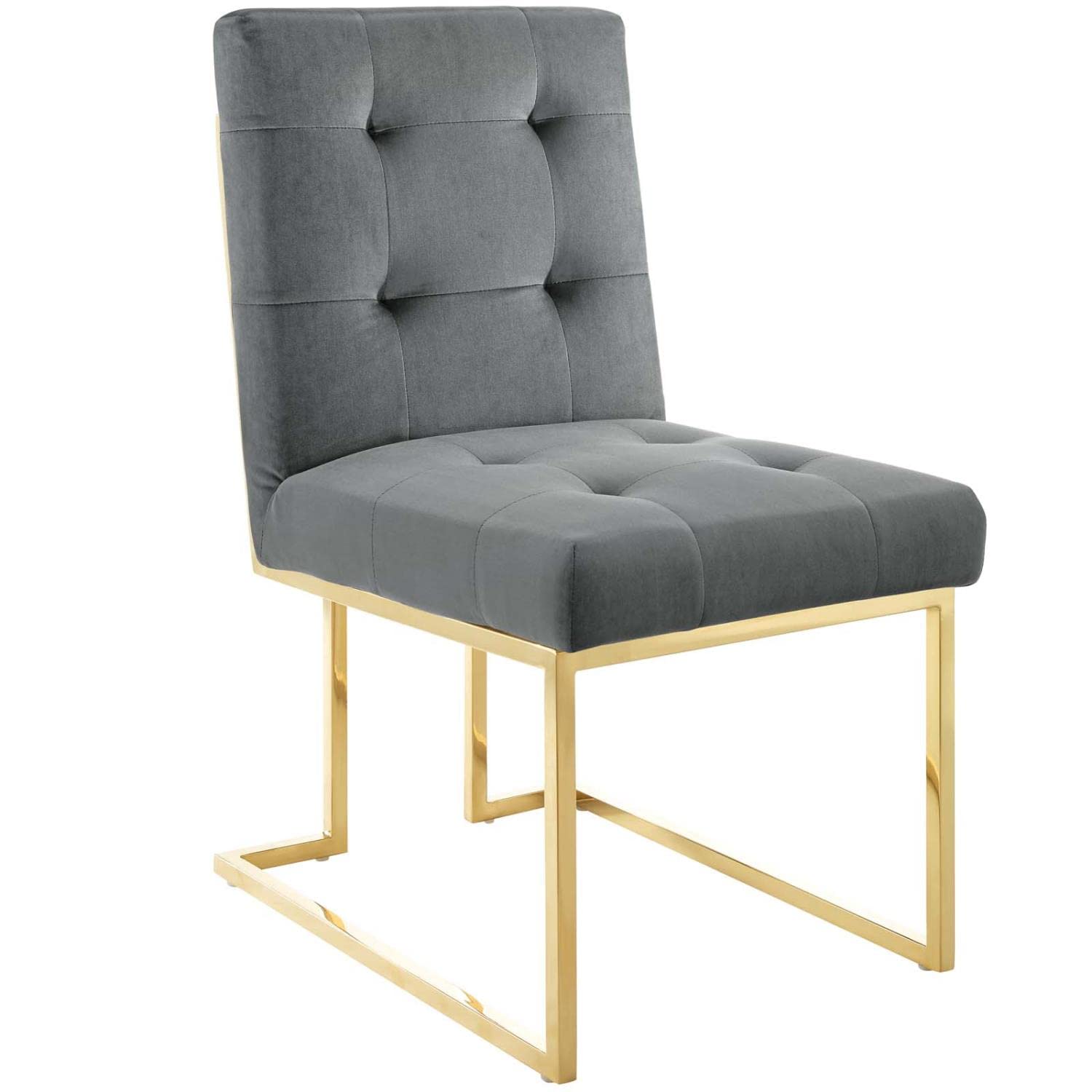 Modway Privy Performance Velvet Gold Stainless Steel Dining Chair In Gold Charcoal