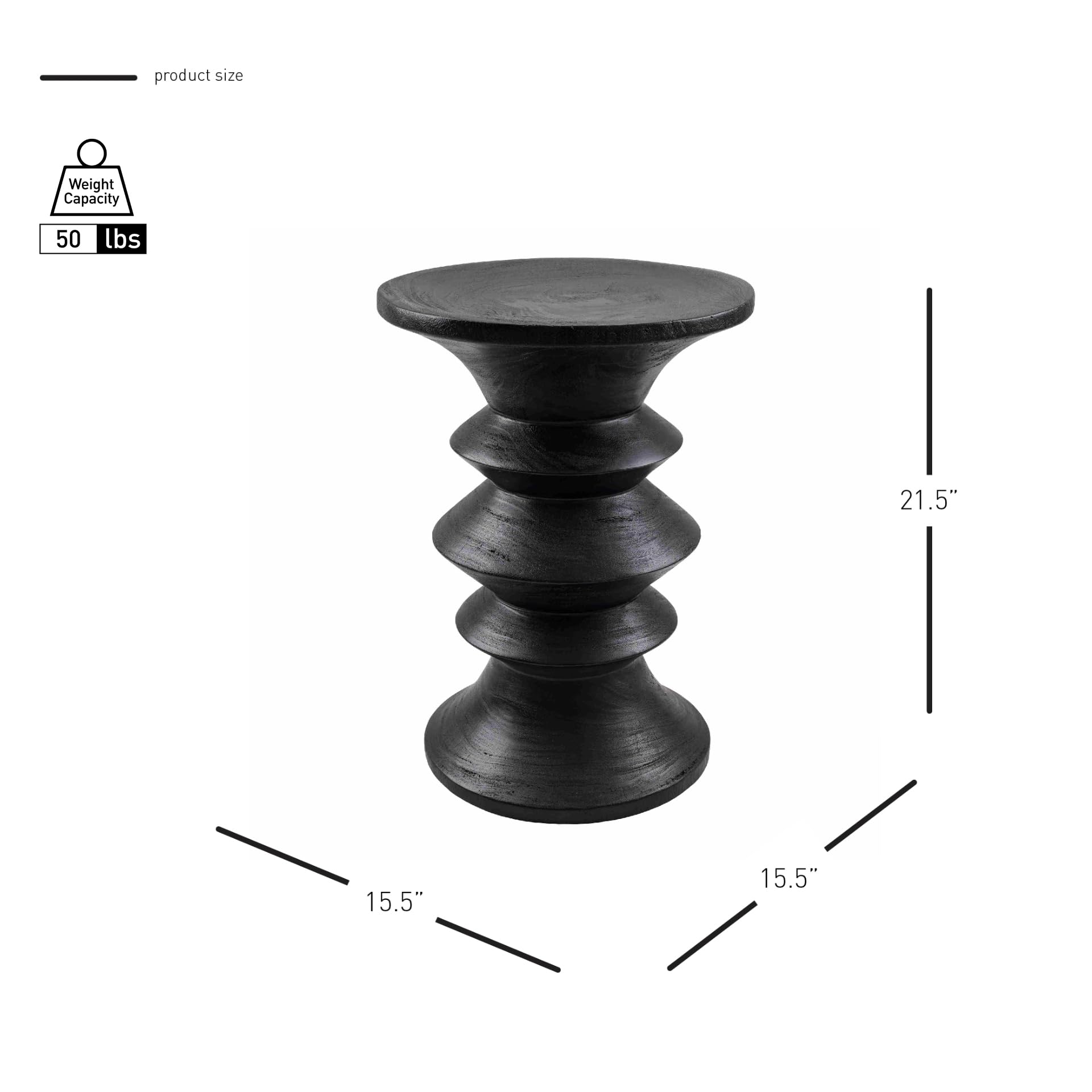 npd furniture and more Ziva Trembesi, Black Side/End Table