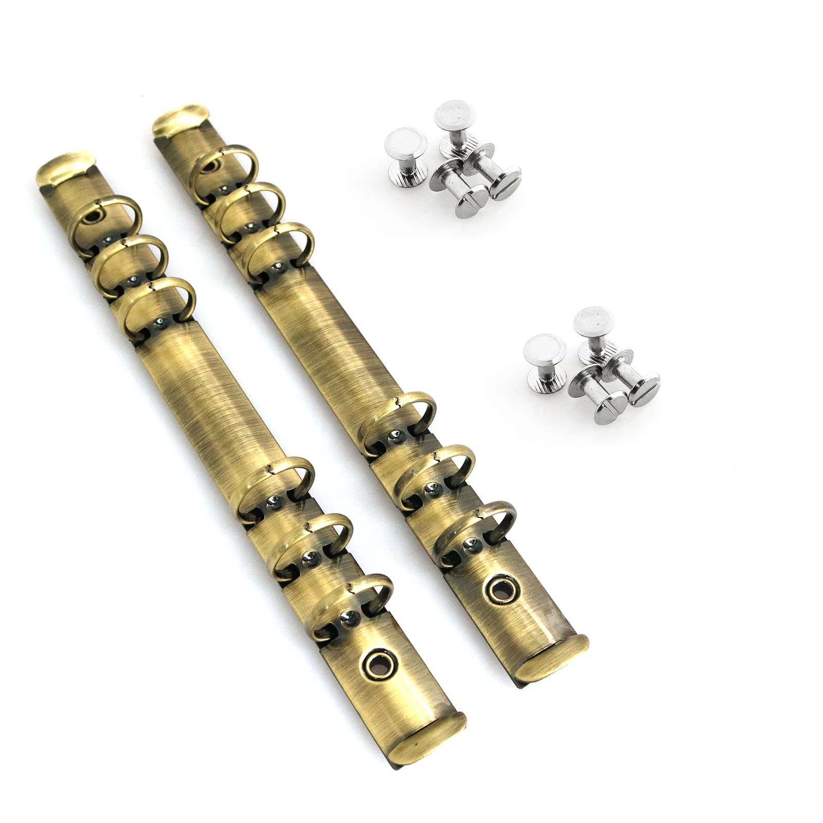 Heyous 2Pcs A5 Notebook 6-Hole Ring Binder Mechanisms 22.5X1.9Cm Diameter Silver Metal Clip Ring Binder Diy Fill Paper Storage F