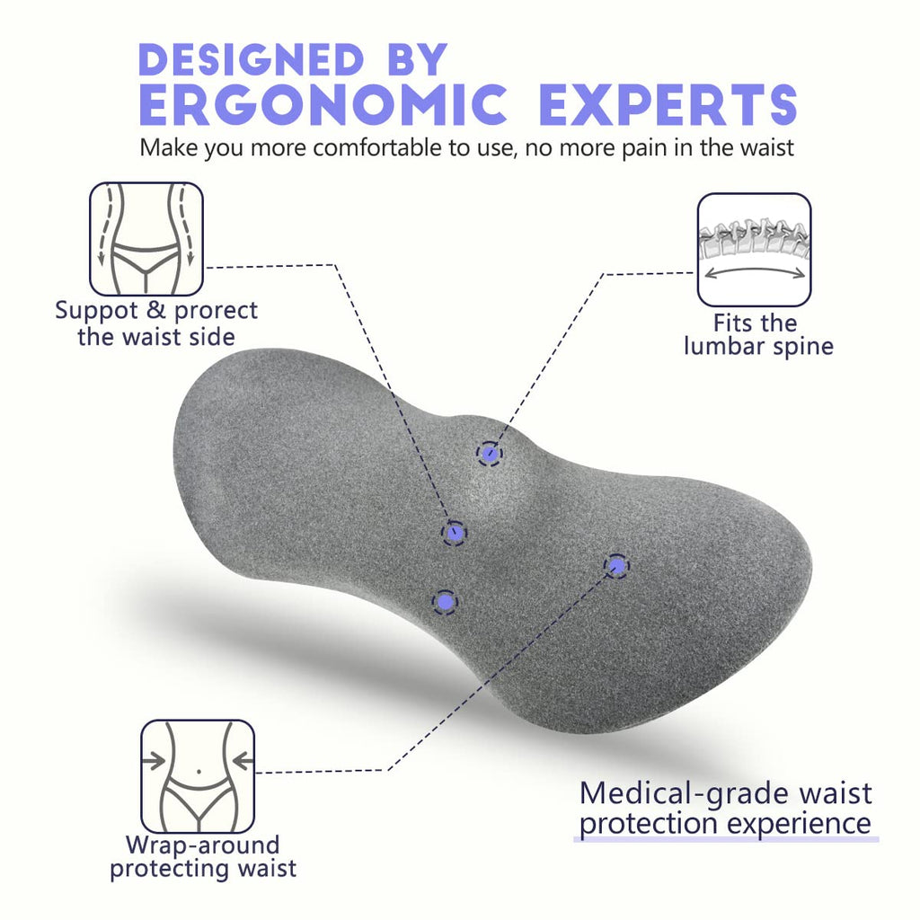 Lumbar Support Pillow, Lumbar Pillow For Low Back Pain Relief, Ergonomic Memory Foam Lumbar Pillow, Breathable & Detachable & Wa