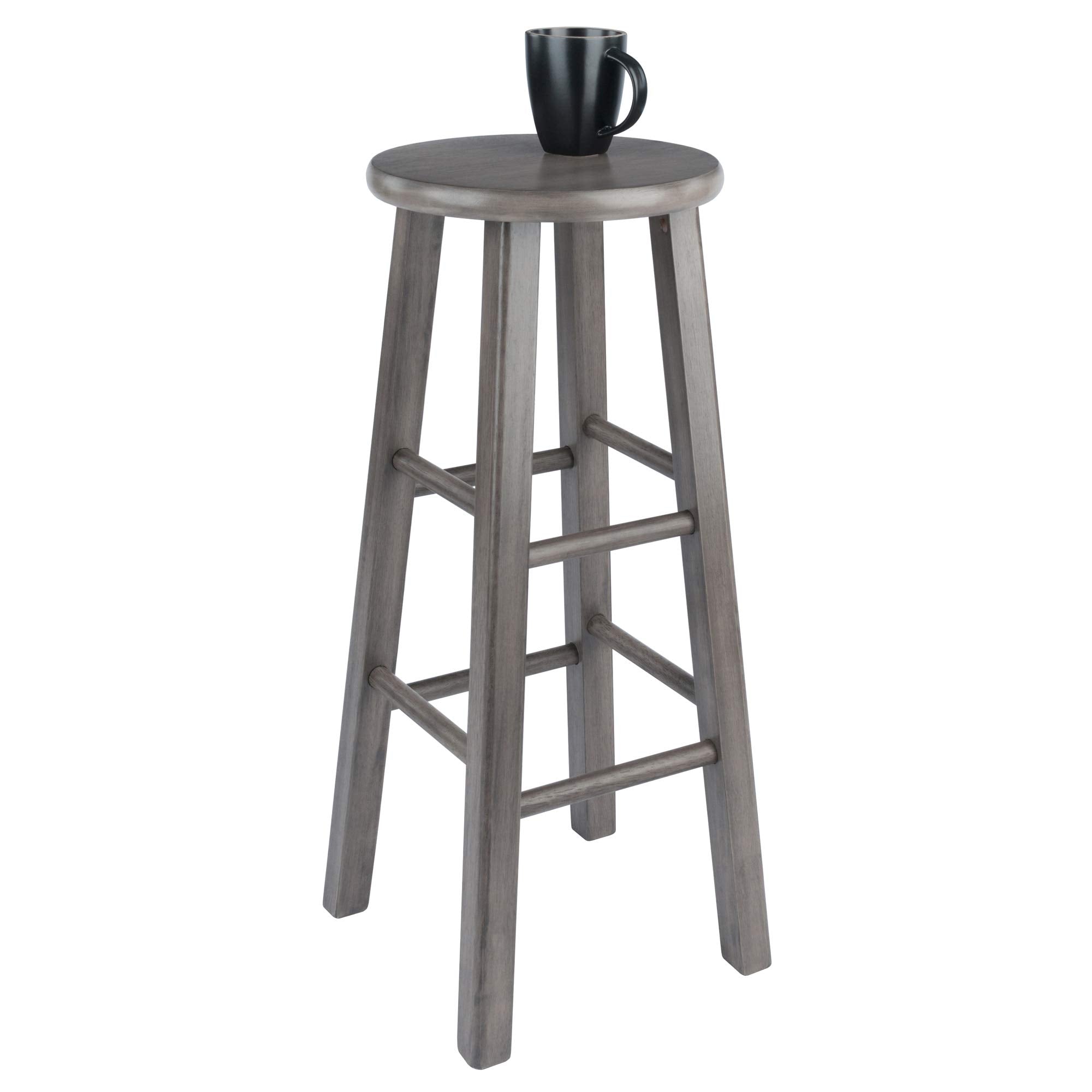 Winsome Wood Ivy Square Leg Bar Stool, Rustic Gray, 29'