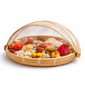 Gau Dharma Bamboo Basket With Mesh Cover| Multipurpose Bamboo Storage Net Basket For Kitchen, Onion Potato Sabji, Fruit Storage 