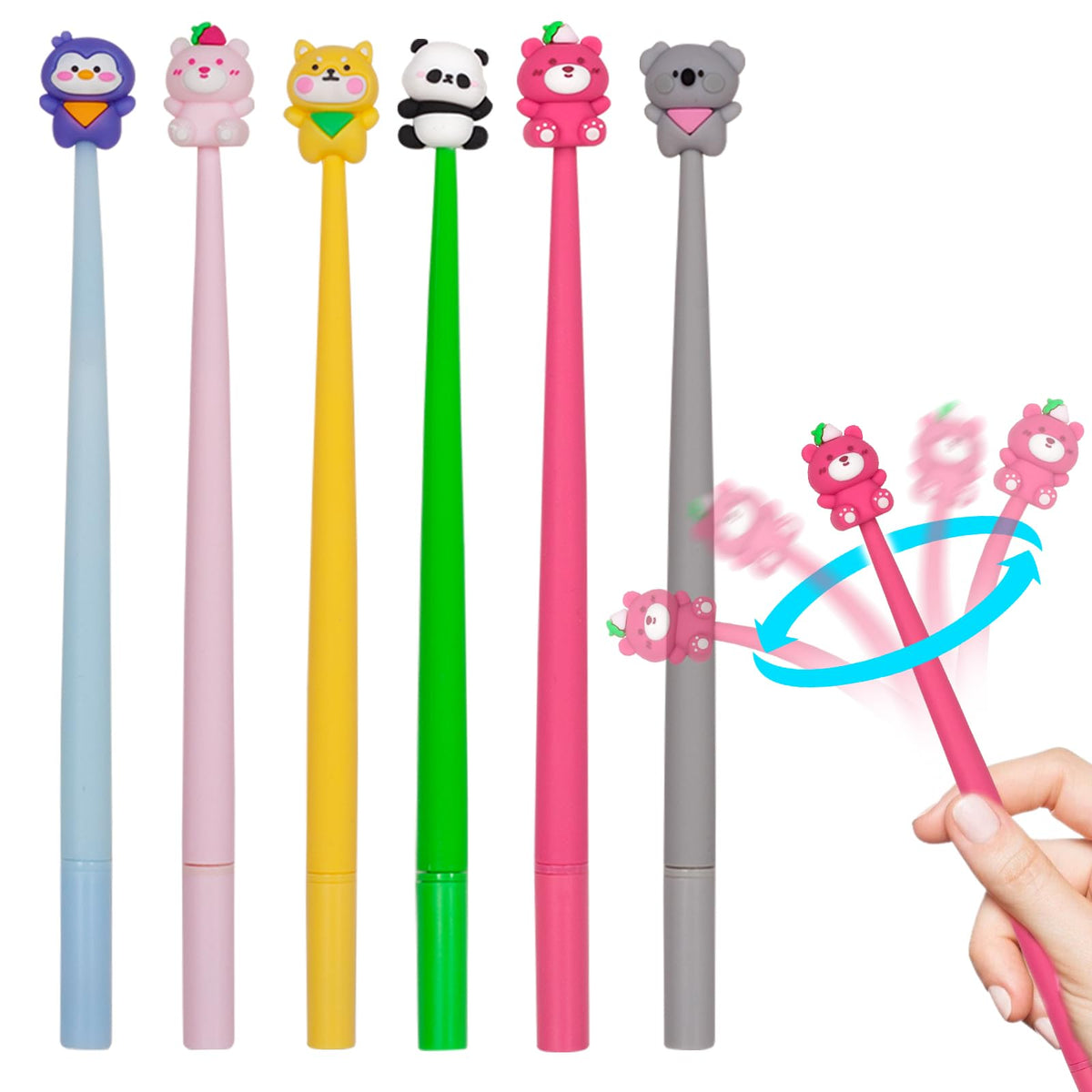 Yoytoo Cute Cartoon Animal Shaking Gel Pens 0.5 Mm, Black Ink Gel Writing Pens For Office School Supplies Students Children Gift