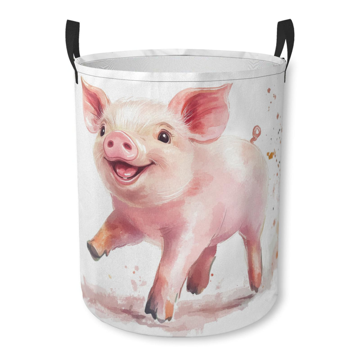 Cute Pig Laundry Basket Funny Animal Foldable Laundry Hamper with Handles Clothes Storage Bin for Household Bedroom Bathroom Dor
