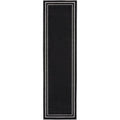 Nourison Essentials Indoor/Outdoor Solid Bordered Black Ivory 2' X 6' Area Rug, Easy Cleaning, Non Shedding, Bed Room, Living Ro