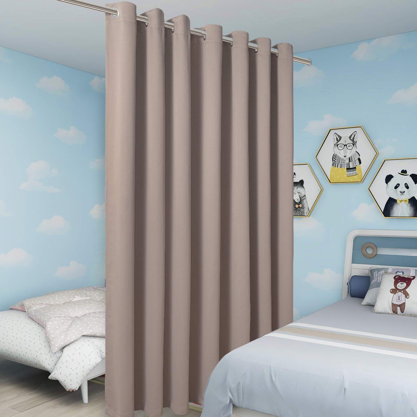 Bonzer Room Divider Curtain Total Privacy Wall Noise Reducing Wide Blackout Curtains For Patio Sliding Glass Door, 84L X 108W In