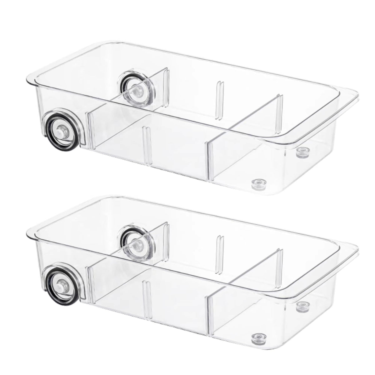 Attelite Rollout Refrigerator Drawer Organizer And Storage Clear Design With Dividers, Fridge Organizer On Wheels, Upgrade Thick