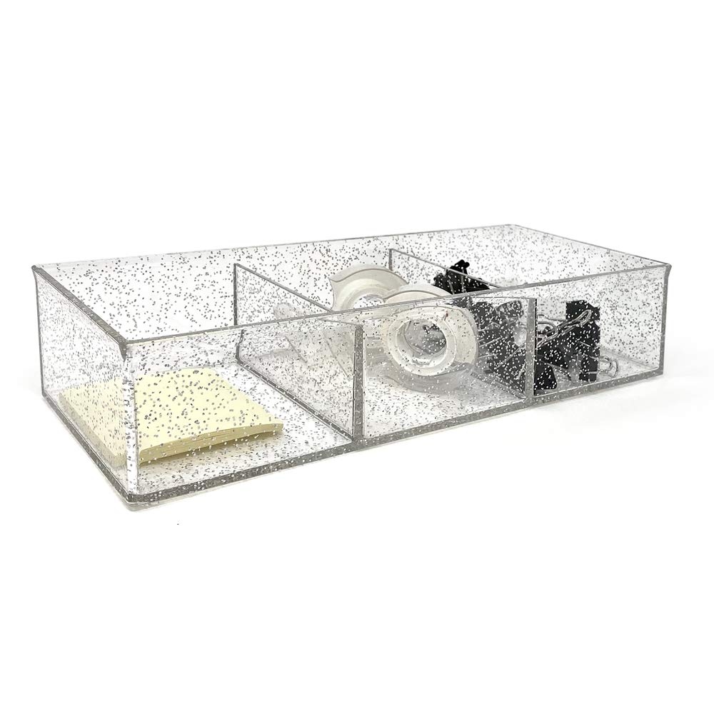 Isaac Jacobs Large 3-Compartment Acrylic Stackable Organizer (12.9'' L X 5'' W X 2.7'' H), Multi-Sectional Tray & Storage Soluti