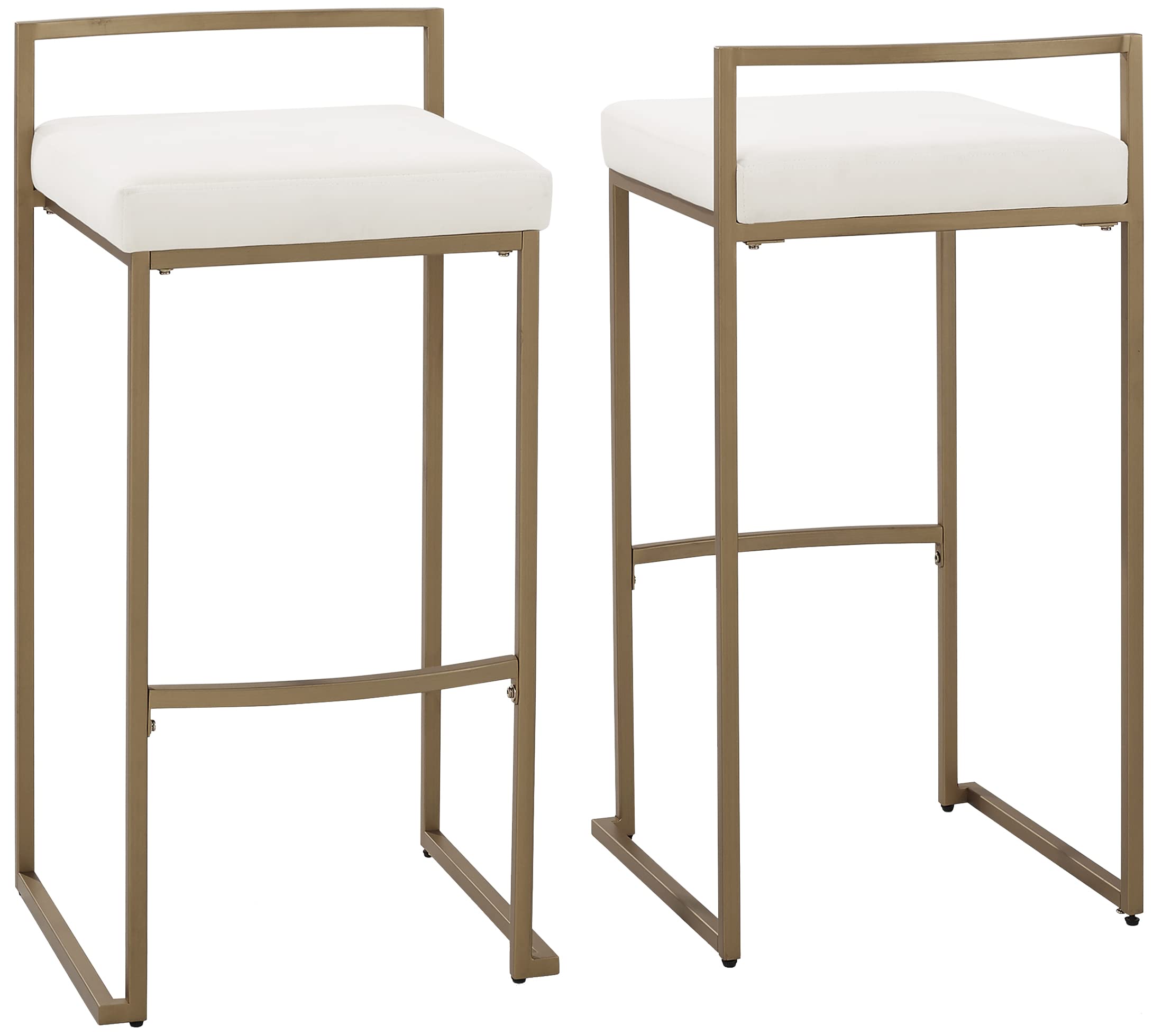 Crosley Furniture Harlowe Upholstered Seat Bar Stools Set of 2, Crème and Gold