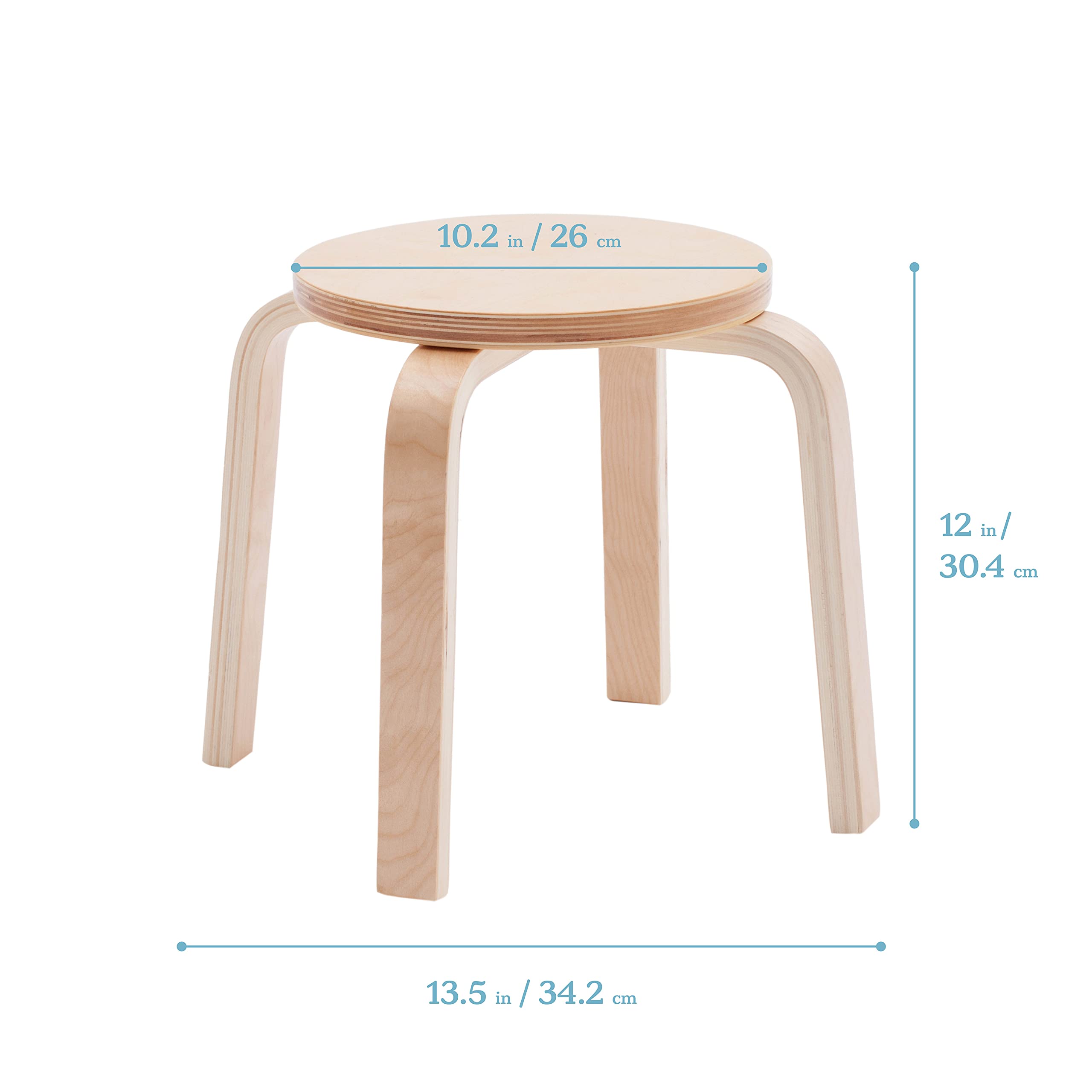Ecr4Kids Bentwood Stackable Stools, Classroom Furniture, Natural, 6-Piece