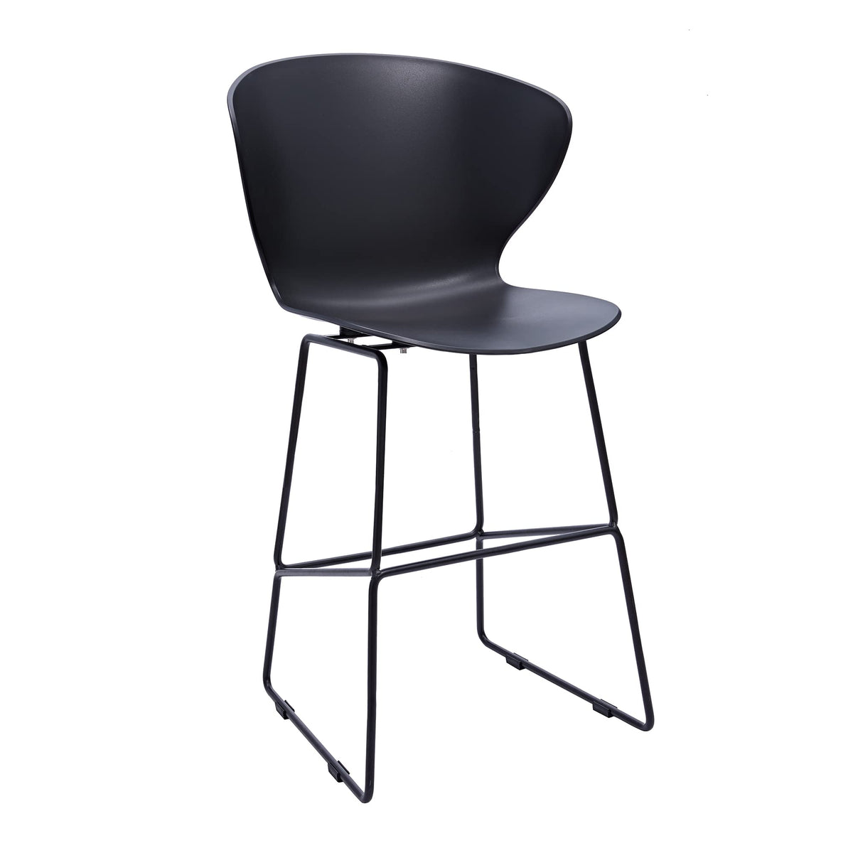 Neos Modern Furniture Midcentury Polypropylene Counter Stool with Metal Legs, 26&quot; Seat Height, Set of 2