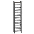YATINEY 12-Tier Narrow Shoe Rack, Tall Shoe Rack for 12-24 Pairs, Slim Shoe Storage Organizer with Wooden Top, Space Saving, Met