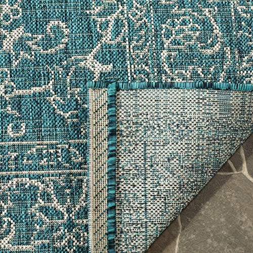 Safavieh Courtyard Collection Accent Rug - 2'3' X 5', Turquoise, Non-Shedding & Easy Care, Indoor/Outdoor & Washable-Ideal For Patio, Backyard, Mudroom (Cy8680-37221)