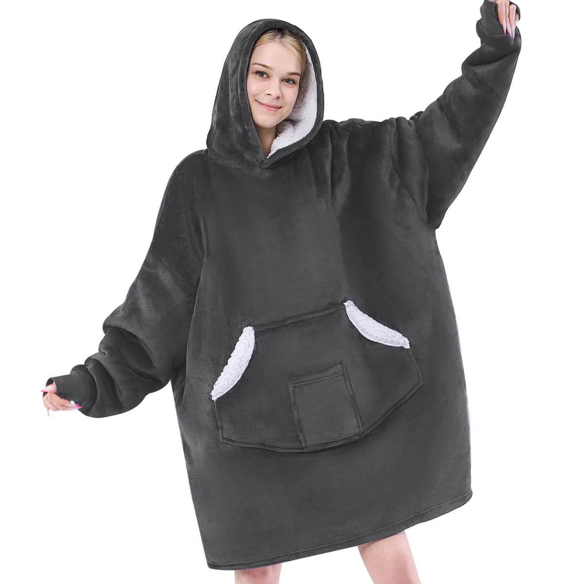 Nord Eco Wearable Blanket Hoodie,Oversized Sherpa Fleece Hooded Sweatshirt Blanket,Wearable Blanket Hoodie For Adult,Giant Warm&