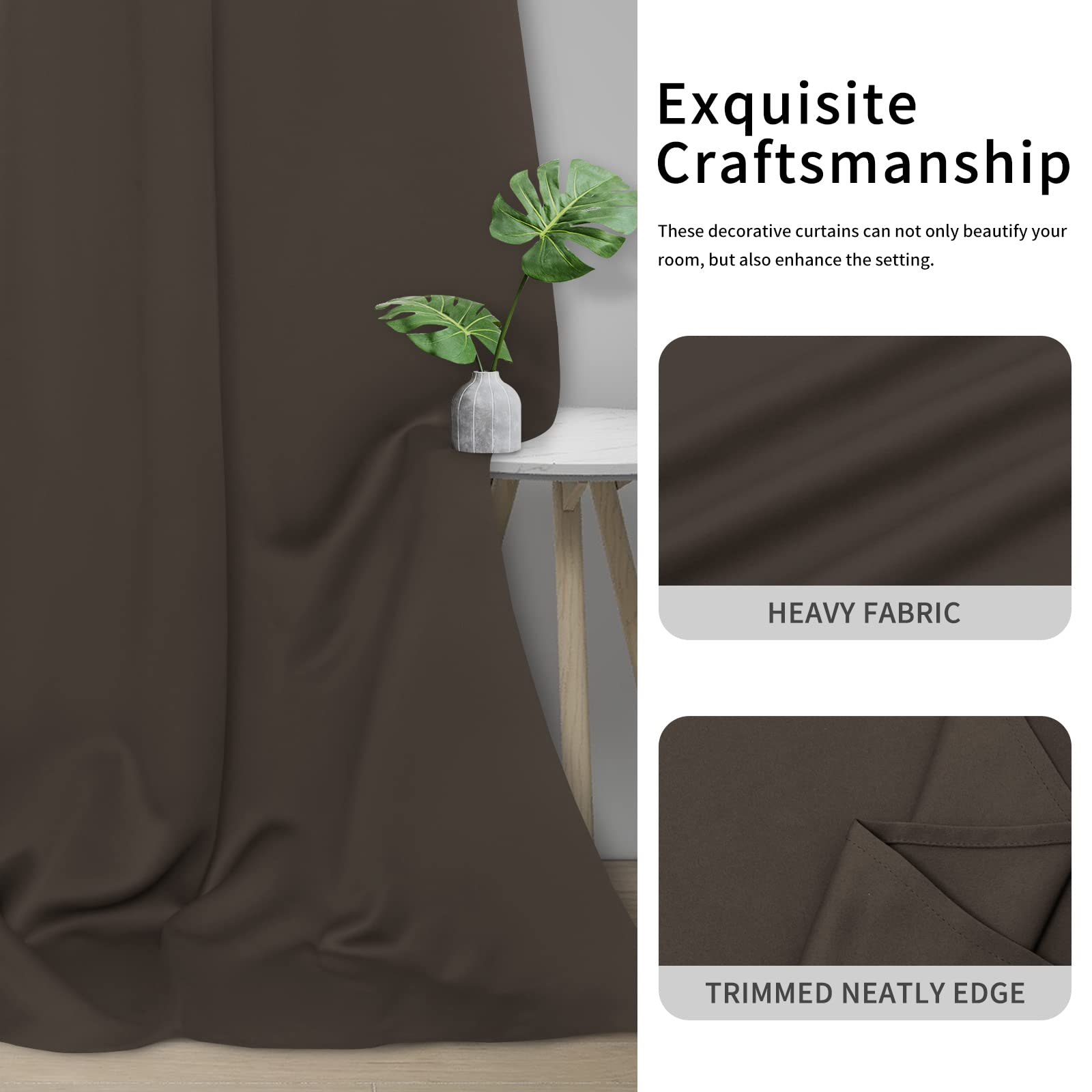 Easy-Going Blackout Curtains For Bedroom, Solid Thermal Insulated Grommet And Noise Reduction Window Drapes, Room Darkening Curtains For Living Room, 2 Panels(46X84 In, Taupe)