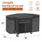 Jungda Outdoor Prep Table Cover For Blackstone Proseries 28' Prep Grill Cart,Waterproof Outdoor Pizza Oven Cart Cover,Patio Bbq Grill Stand Cover - 58 X 24 X 32 Inch