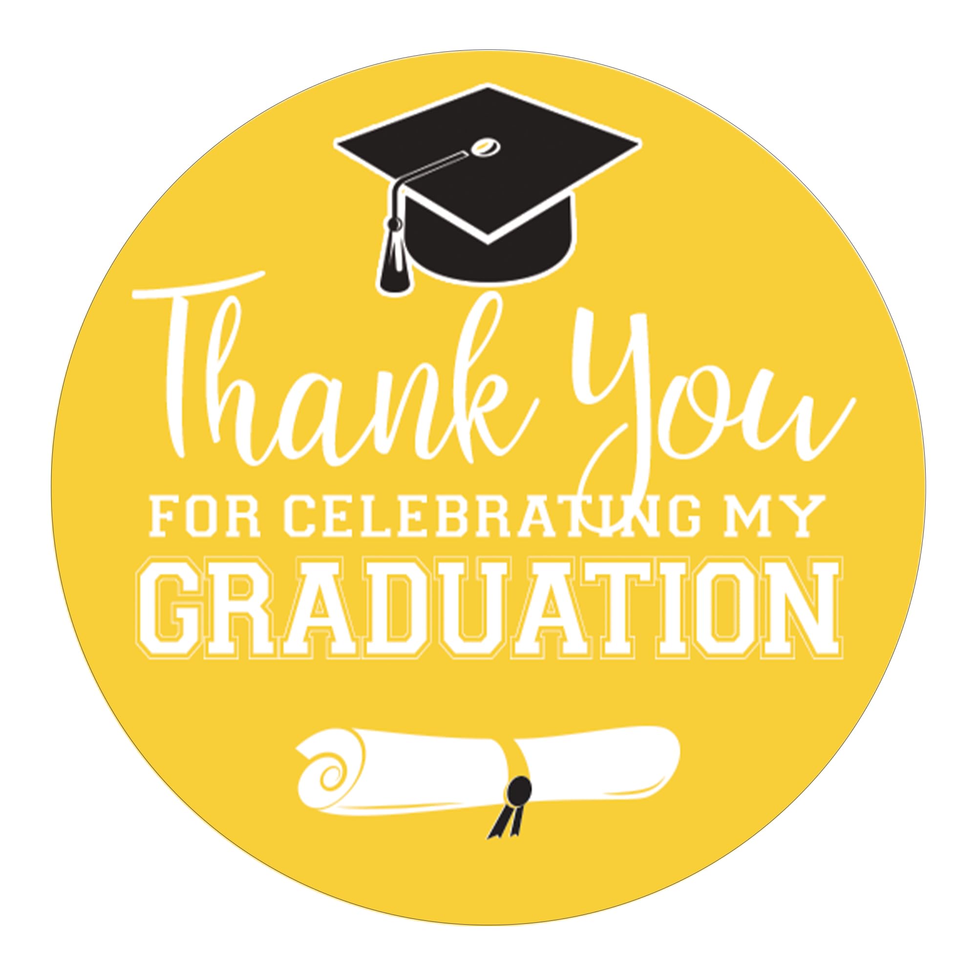 Yellow Graduation Thank You Favor Labels, Graduation Thank You Stickers 2025, 40 Count