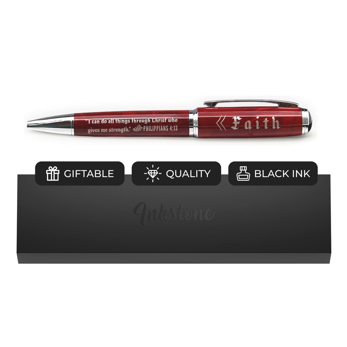 Inkstone Philippians 4:13 Faith Gift Pen - 'I Can Do All Things Through Christ Who Gives Me Strength' - Engraved Bible Verse Bal