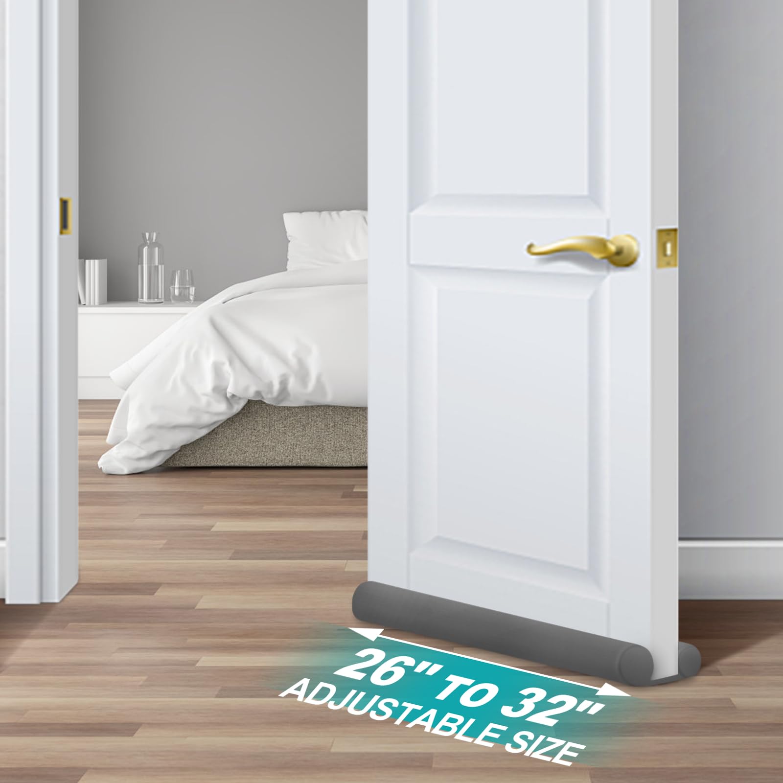Maxtid 32' Gray Door Air Draft Stopper - Wind Blocker For Bedroom Doors & Small Apartments