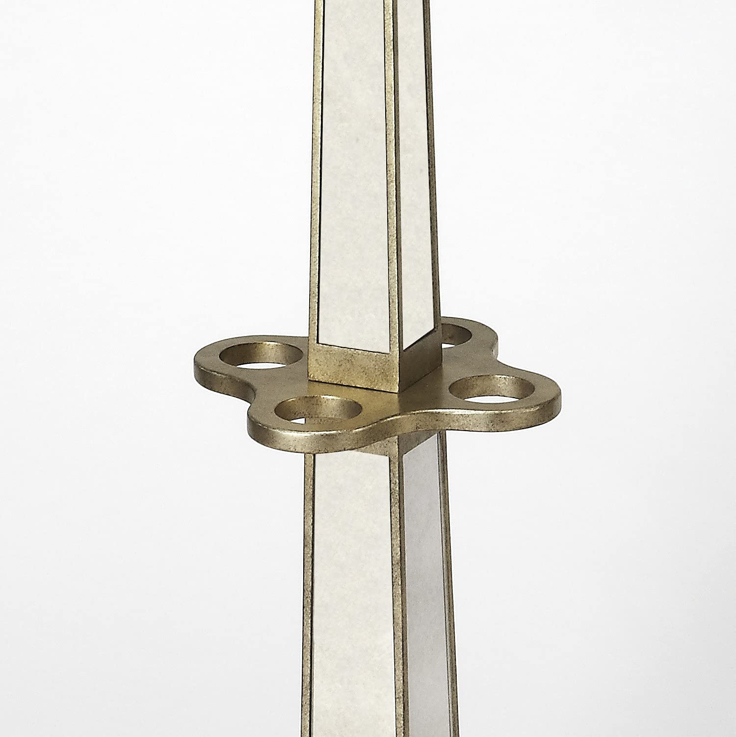 HomeRoots Silver MDF, Birch Solids,Iron, Mirrored Glass Farum Mirrored Coat Rack