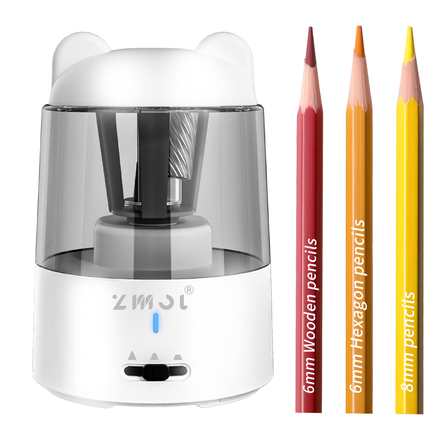 Zmol Electric Pencil Sharpener,Charge Portable Pencil Sharpeners Kids,Pencil Sharpener For Colored Pencils, Auto Stop, Suitable