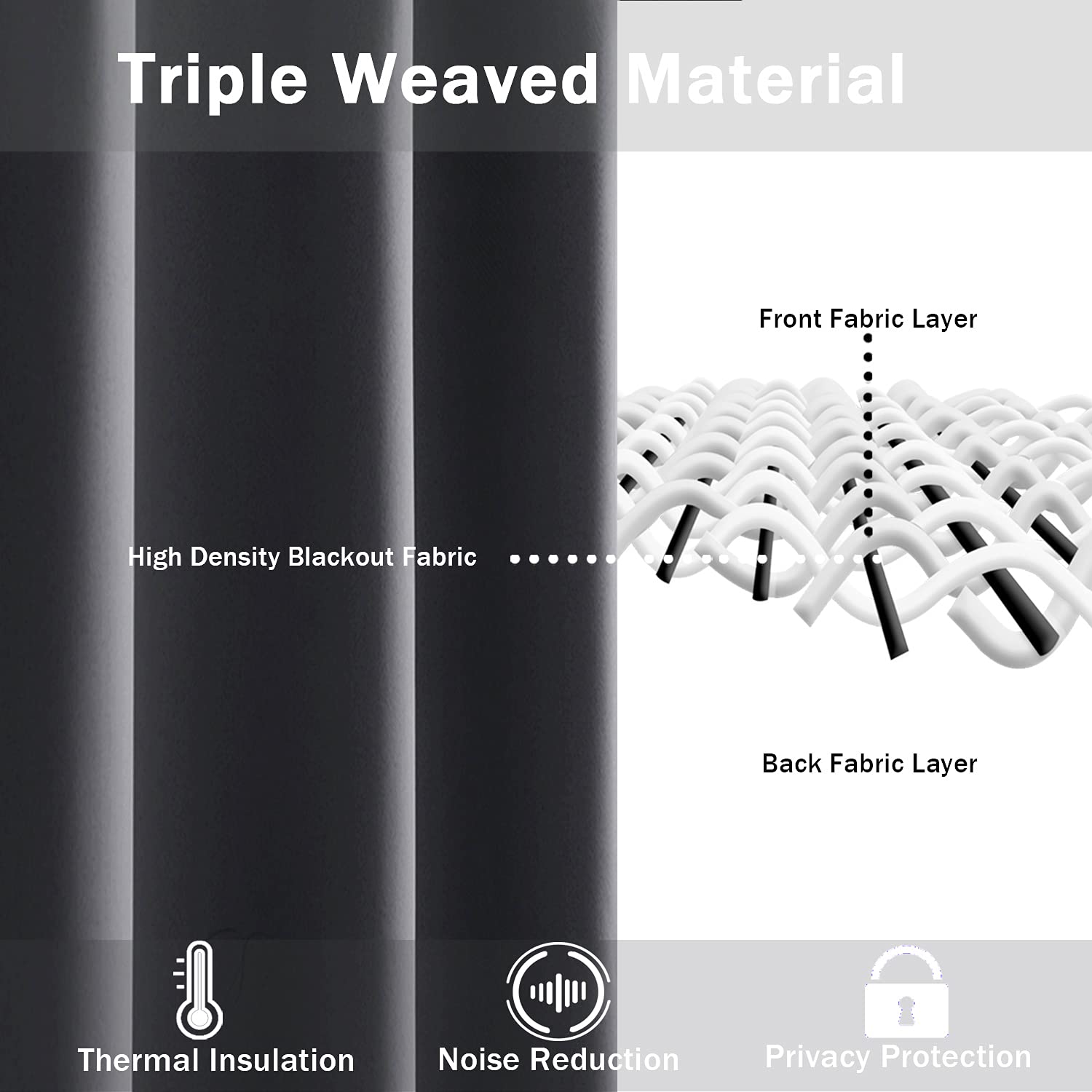 Jiuzhen Blackout Curtains With Tiebacks - Thermal Insulated, Light Blocking And Noise Reducing Grommet Curtain Drapes For Bedroom And Living Room, Set Of 2 Panels, 42 X 45 Inch Length, Dark Grey