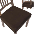 Searchi Stretch Dining Chair Seat Covers Set Of 4, Soft Removable Washable Seat Covers For Dining Chairs, Dining Room Seat Cover Protector (Rear-Covered, Velvet Brown)