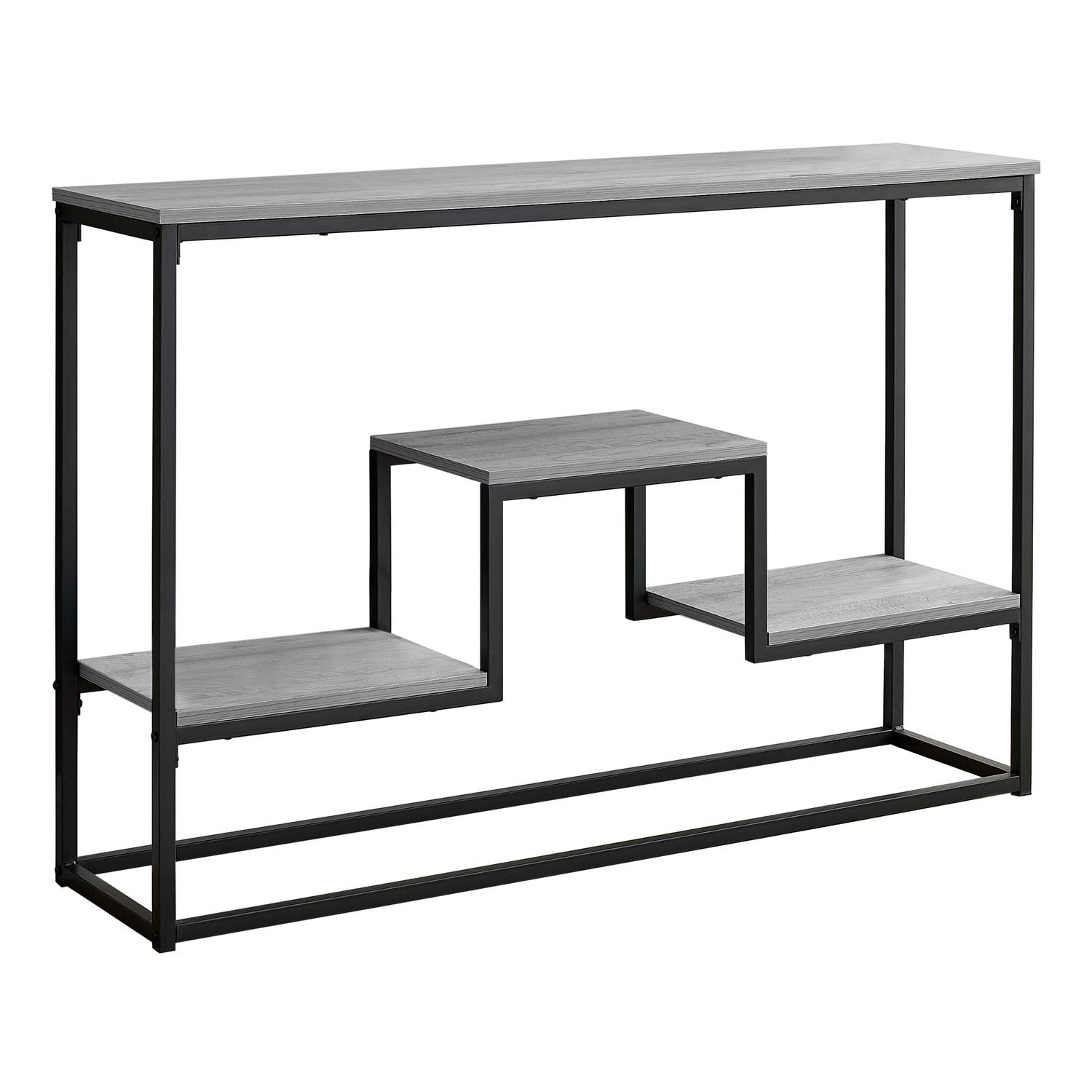 Monarch Specialties 3580 Accent Table, Console, Entryway, Narrow, Sofa, Living Room, Bedroom, Metal, Laminate, Grey, Black, Contemporary, Modern Table-48 Hall, 48&quot; L X 12&quot; W X 31.75&quot; H