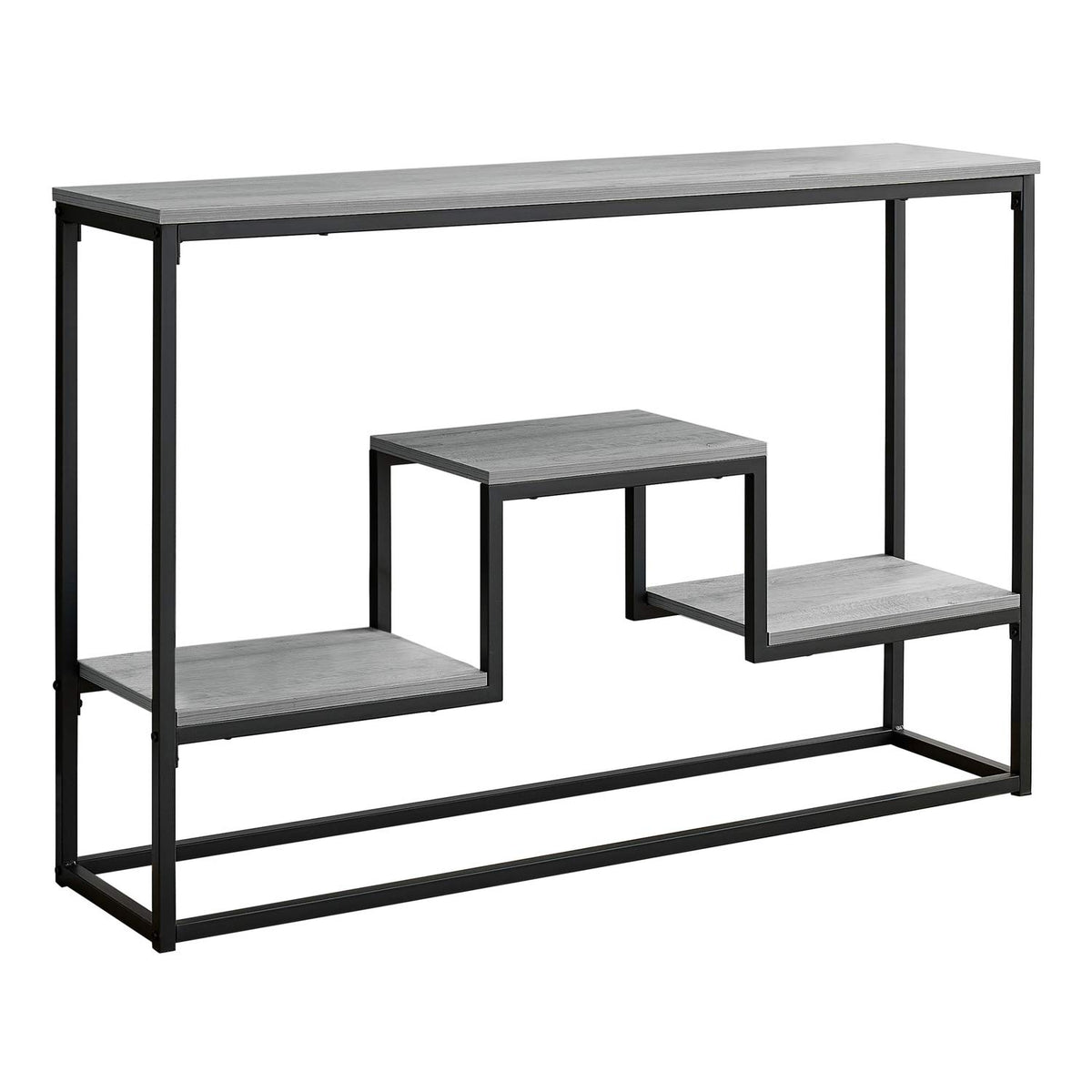 Monarch Specialties 3580 Accent Table, Console, Entryway, Narrow, Sofa, Living Room, Bedroom, Metal, Laminate, Grey, Black, Contemporary, Modern Table-48 Hall, 48' L x 12' W x 31.75' H