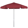 Fiberbuilt 7.5' Hex Garden Patio Umbrella 6 Rib Push Up Bright Aluminum with Red Vinyl Coated Weave Canopy