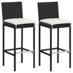 vidaXL Patio Bar Set 3 Piece, Outdoor Bar Table and Stools with Footrest, Patio Furniture Set with Cushions, Dining Set, Farmhouse Modern, Black