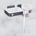 JINILA 3 in 1 Plastic Wall Mounted Toothpaste, Soap Dish and Hanging Toothbrush Holder Bathroom and Sink/Wash Basin Storage Orga