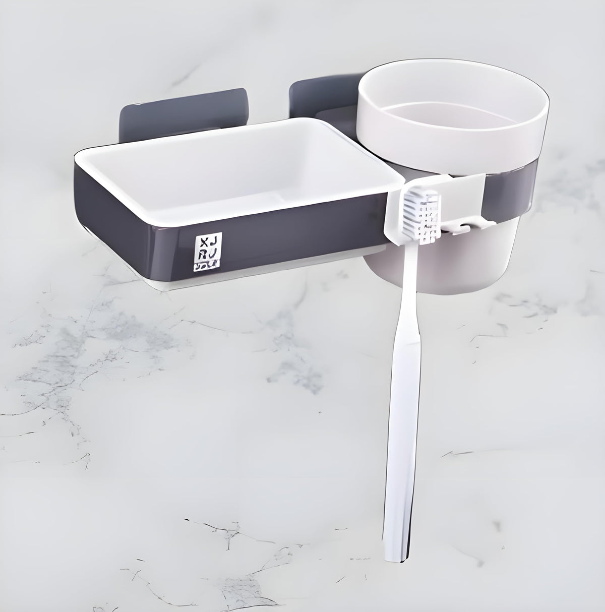 JINILA 3 in 1 Plastic Wall Mounted Toothpaste, Soap Dish and Hanging Toothbrush Holder Bathroom and Sink/Wash Basin Storage Orga